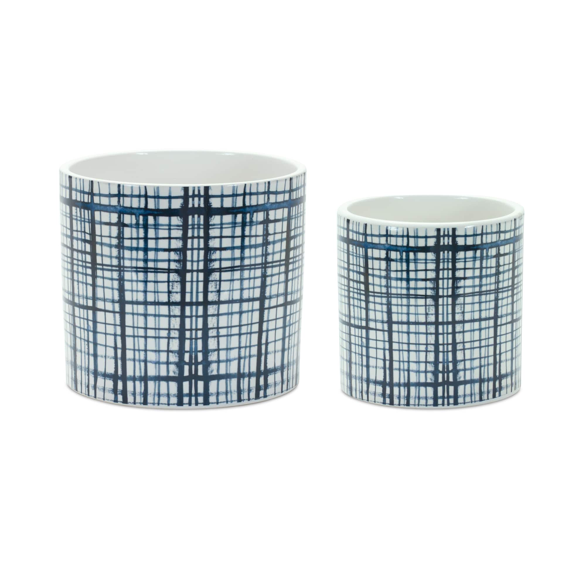 Decorative Criss-Cross Pattern Pot Set